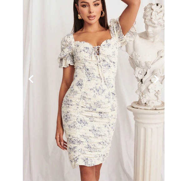 NEW SEASON Lavish Alice broderie gathered strappy back midi in porcelain - Picture 6 of 9